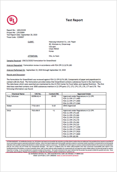 Food Safety(Paper material – Dried food contact)